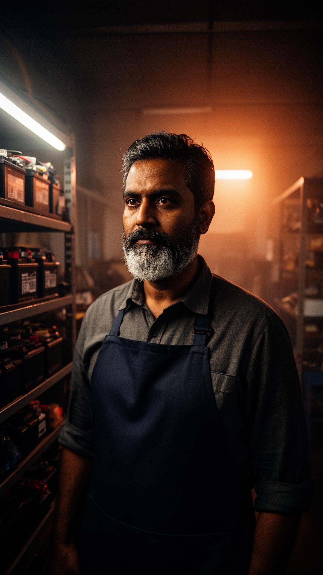 The founder of Qwik Power in the original Hyderabad workshop